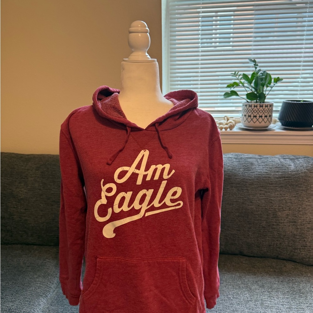 American Eagle Outfitters Women's Maroon Hoodie Sweater